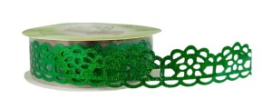 Koronka samoprzylepna metaliczna wzorek 1m - zielona