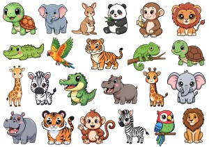 Naklejki, stickersy papierowe 23 sztuki - zwierzęta, ptaki egzotyczne