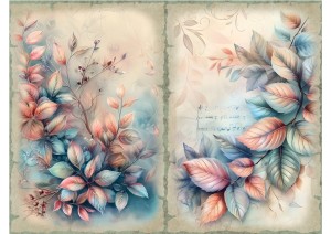 Papier ryżowy A4 Artando do decoupage - liście, napisy 
