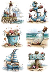 Papier ryżowy A4 Artando do decoupage - morze, plaża, muszle