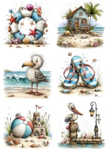 Papier ryżowy A4 Artando do decoupage - morze, plaża, muszle