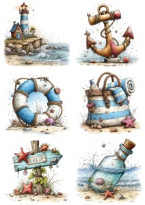 Papier ryżowy A4 Artando do decoupage - morze, plaża, muszle