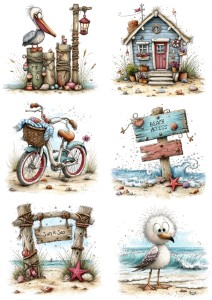 Papier ryżowy A4 Artando do decoupage - morze, plaża, muszle