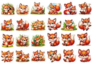 Naklejki, stickersy papierowe 24 sztuki - żaby, żabki, kwiaty, stokrotki (1)