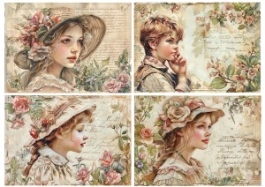 Papier ryżowy A4 Artando do decoupage - filiżanki, imbryki, owoce, napisy (1)