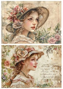 Papier ryżowy A4 Artando do decoupage - dzieci, kwiaty, róże, napisy, Vintage