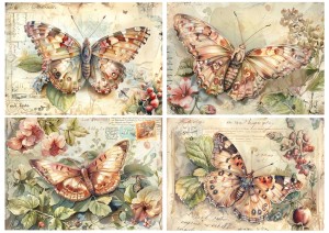 Papier ryżowy A4 Artando do decoupage - żaba, ślimak,  kwiaty, napisy,  Vintage (1)