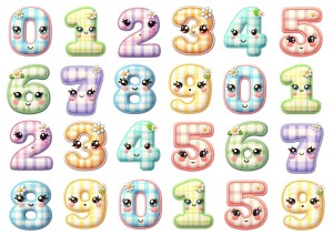 Naklejki, stickersy papierowe 24 sztuki - cyfry, cyferki, liczby