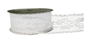 Koronka materiałowa cienka biała 25mm 3m