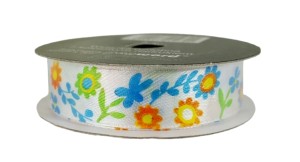 Wstążka satynowa tasiemka kwiaty 15mm 3m