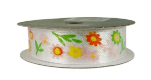 Wstążka satynowa tasiemka kwiaty 15mm 3m