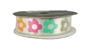 Wstążka satynowa tasiemka kwiaty 15mm 3m