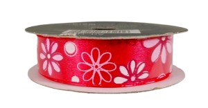 Wstążka satynowa tasiemka kwiaty 15mm 3m