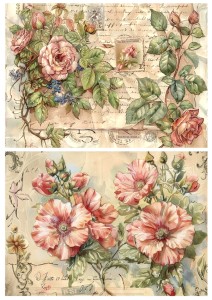 Papier ryżowy A4 Artando do decoupage - kwiaty, róże, napisy,  Vintage 