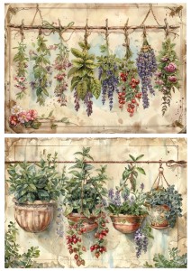Papier ryżowy A4 Artando do decoupage - zioła, rośliny, kwiaty, Vintage
