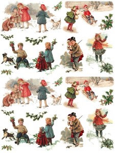 Papier klasyczny A4 do decoupage - dzieci, zima