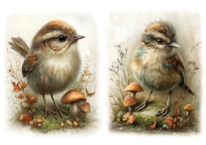 Papier ryżowy A4 Artando do decoupage - ptaki, ptaszki, liście, grzyby