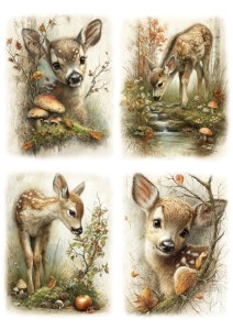 Papier ryżowy A4 Artando do decoupage - zwierzęta, sarny, liście, grzyby