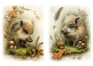 Papier ryżowy A4 Artando do decoupage - zwierzęta, dziki, liście, grzyby