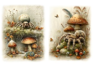 Papier ryżowy A4 Artando do decoupage - zwierzęta, pająki, liście, grzyby