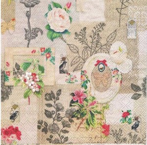 Serwetka decoupage 33x33 cm - kwiaty, rośliny, ramki, Vintage