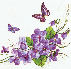 Serwetka decoupage 33x33 cm - kwiaty, fiołki