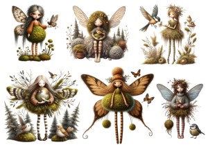 Papier klasyczny A4 Artando do decoupage - las, mech, wróżki, elfy, motyle, ptaki, choinki