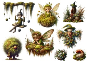 Papier klasyczny A4 Artando do decoupage - las, mech, wróżki, elfy, rośliny, strachy