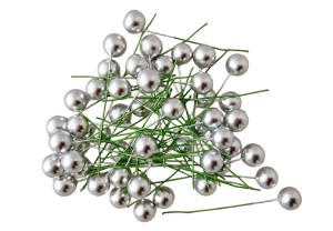 Perełki, kulki na druciku 10mm 50szt - srebrne
