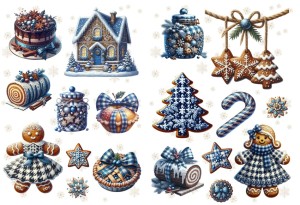 Papier ryżowy A4 do decoupage Artando - pierniki, ciastka, placki, gwiazdki, choinki, zima
