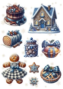 Papier ryżowy A4 do decoupage Artando - pierniki, ciastka, placki, gwiazdki, domek, zima