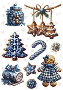 Papier ryżowy A4 do decoupage Artando - pierniki, ciastka, placek, gwiazdki, choinki, zima