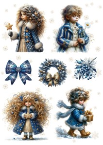 Papier ryżowy A4 do decoupage Artando - dzieci, dziecko, stroiki, śnieżynki, zima
