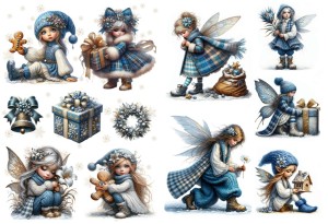 Papier ryżowy A4 do decoupage Artando - dzieci, elfy, prezenty, śnieżynki, zima