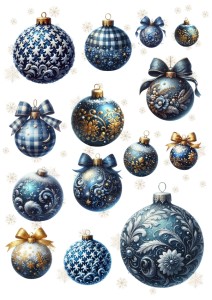 Papier ryżowy A4 do decoupage Artando - bombki, śnieżynki