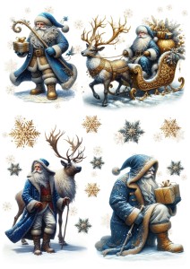 Papier ryżowy A4 do decoupage Artando - Mikołaje, renifery, prezenty, śnieżynki, zima