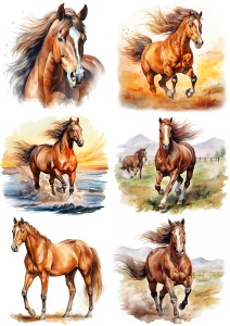 Papier klasyczny A4 do decoupage - konie, koniki, koń, konik