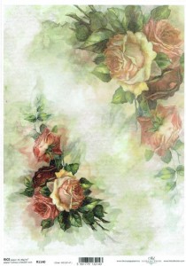 Papier ryżowy A4 ITD do decoupage - kwiaty, róże
