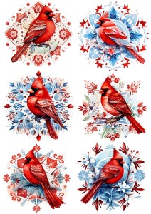 Papier klasyczny A4 do decoupage - ptaki, ptaszki, kardynałki, kwiaty, wzorki