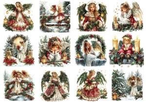 Papier klasyczny A4 do decoupage - anioły, aniołki, dzieci, święta, zima