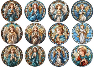 Papier klasyczny A4 do decoupage - anioły, aniołki, witraże