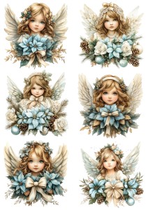 Papier klasyczny A4 do decoupage - anioły, aniołki, kwiaty, szyszki, stroiki
