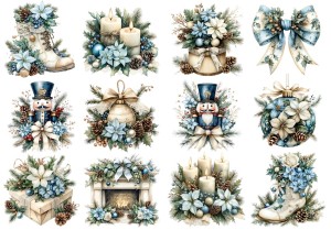Papier klasyczny A4 do decoupage - ozdoby, bombki, kwiaty, szyszki, stroiki, święta
