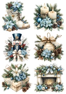 Papier klasyczny A4 do decoupage - ozdoby, bombki, kwiaty, szyszki, stroiki, święta
