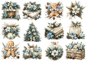 Papier klasyczny A4 do decoupage - ozdoby, bombki, kwiaty, szyszki, stroiki, święta