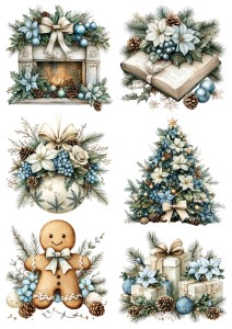 Papier klasyczny A4 do decoupage - ozdoby, bombki, kwiaty, szyszki, stroiki, święta