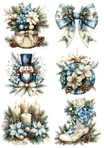 Papier klasyczny A4 do decoupage - ozdoby, bombki, kwiaty, szyszki, stroiki, święta
