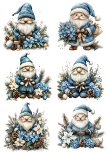 Papier klasyczny A4 do decoupage - Mikołaje, krasnale, kwiaty, szyszki, stroiki, święta