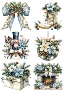 Papier klasyczny A4 do decoupage - ozdoby, bombki, kwiaty, szyszki, stroiki, święta