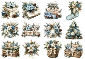 Papier klasyczny A4 do decoupage - ozdoby, bombki, kwiaty, szyszki, stroiki, święta